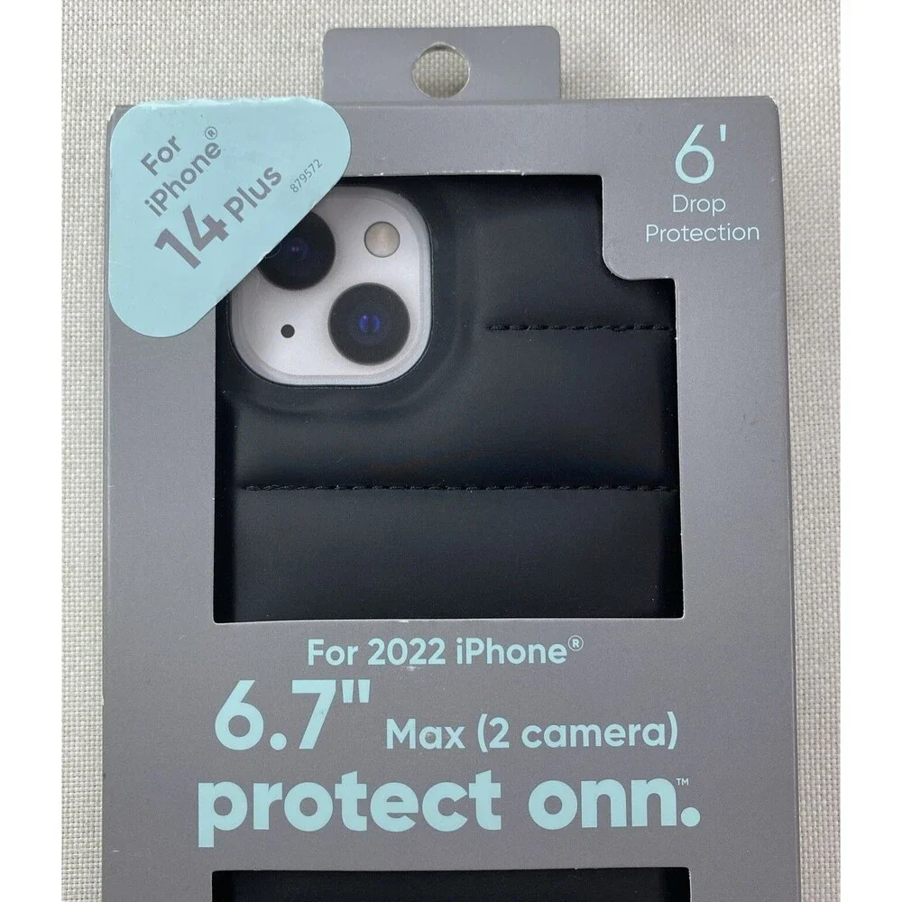 Puffer Phone Case for iPhone 14 Plus Black Quilted Luxe NEW